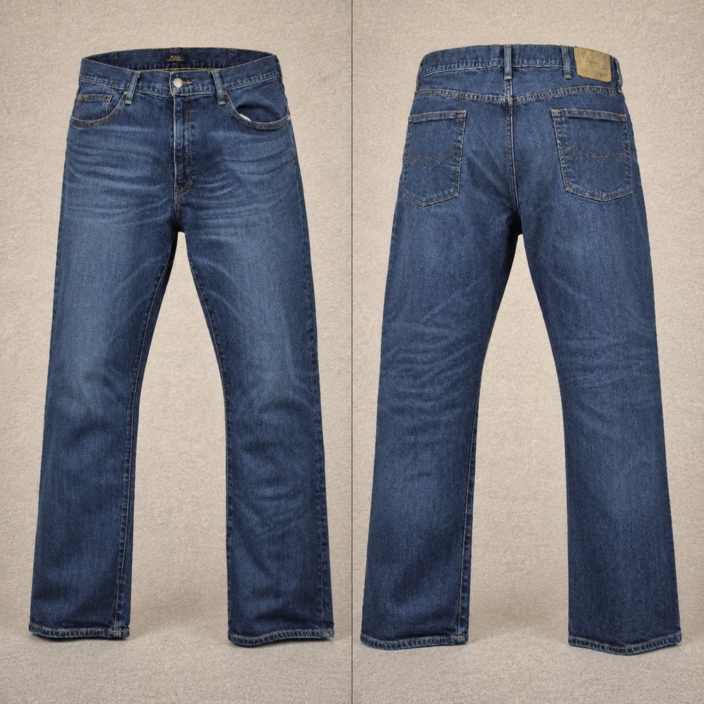 Polo Ralph Lauren Jeans Mens 38x30 Hampton Relaxed Straight Blue Denim Wash